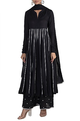 Black Kalidaar Kurta Set by Tokree