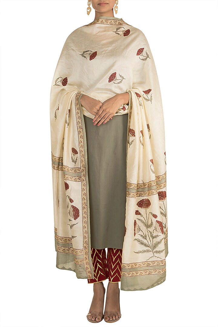 Grey Embellished Reversible Kurta Set by Tokree at Pernia's Pop Up Shop
