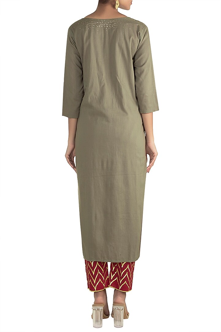 Grey Embellished Reversible Kurta Set by Tokree at Pernia's Pop Up Shop