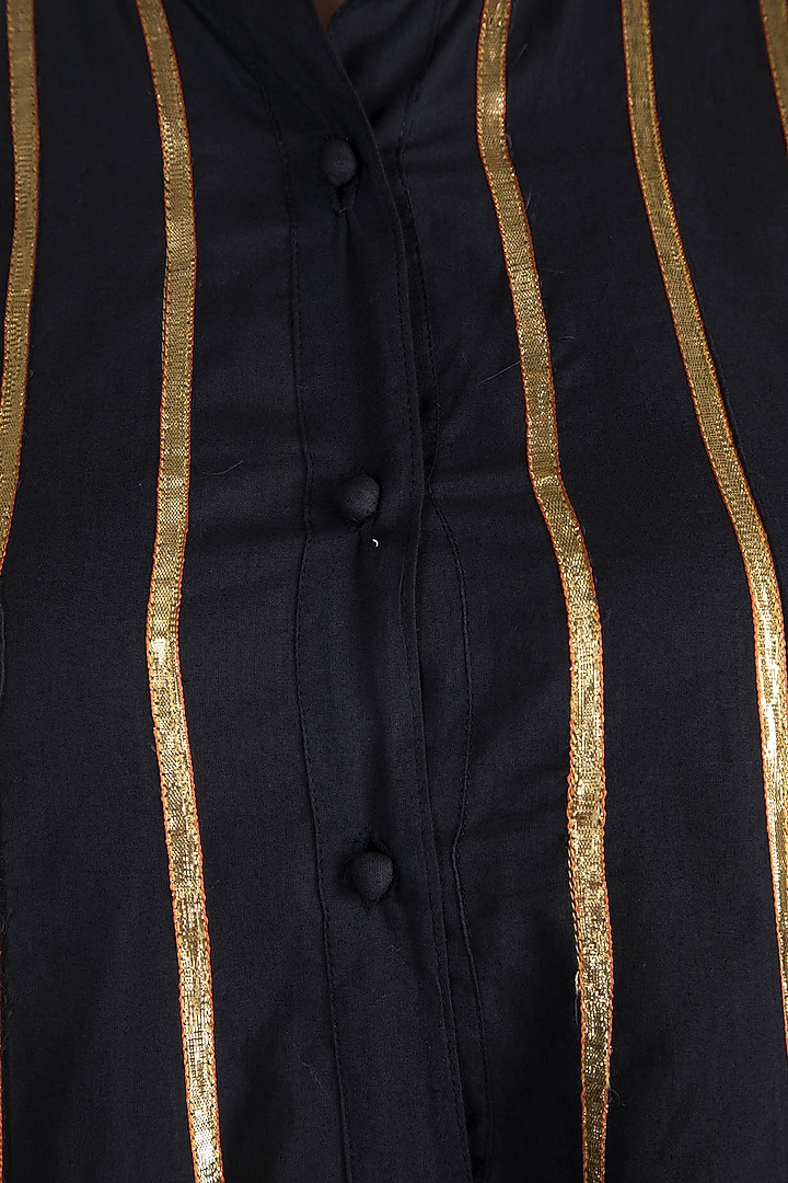 Black Embellished Kalidar Kurta With Pants by Tokree at Pernia's Pop Up Shop