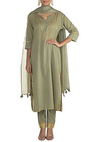Jade Green Gota Kurta Set by Tokree