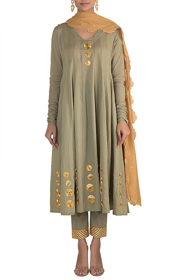 Jade Green Kalidar Kurta Set by Tokree at Pernia's Pop Up Shop
