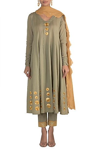 Jade Green Kalidar Kurta Set by Tokree