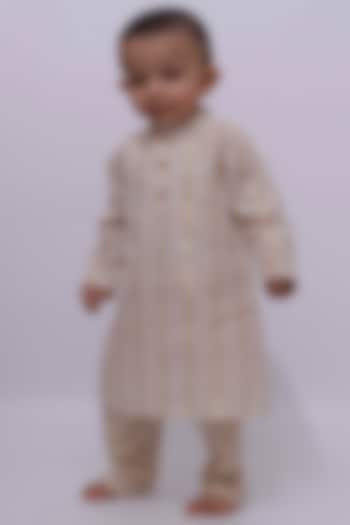 Off-White Malmal Kurta Set For Boys by Tjori