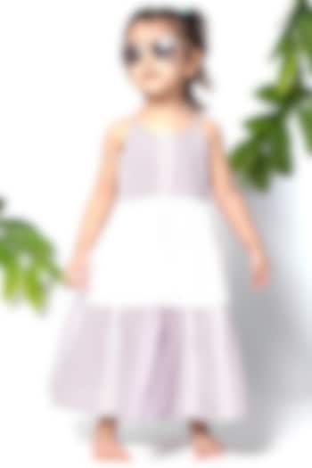 Purple Cotton Printed Dress For Girls by Tjori