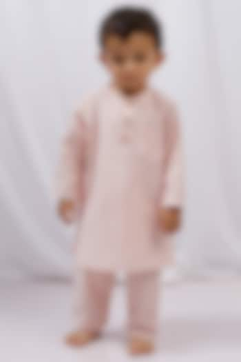 Orange Cotton Stripes Printed Kurta Set For Boys by Tjori at Pernia's Pop Up Shop