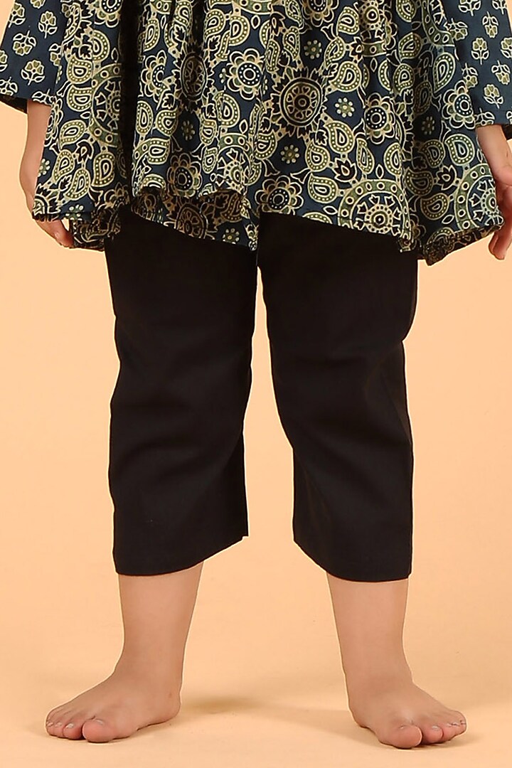 Indigo Cotton Printed Kurta Set For Girls by Tjori India pvt ltd at Pernia's Pop Up Shop
