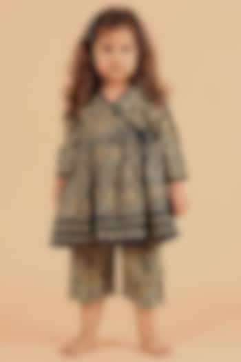 Multi-Colored Cotton Printed Kurta Set For Girls by Tjori India pvt ltd at Pernia's Pop Up Shop