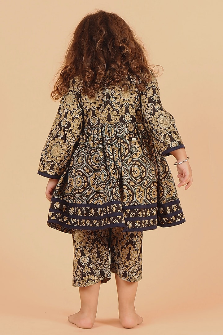 Multi-Colored Cotton Printed Kurta Set For Girls by Tjori India pvt ltd at Pernia's Pop Up Shop