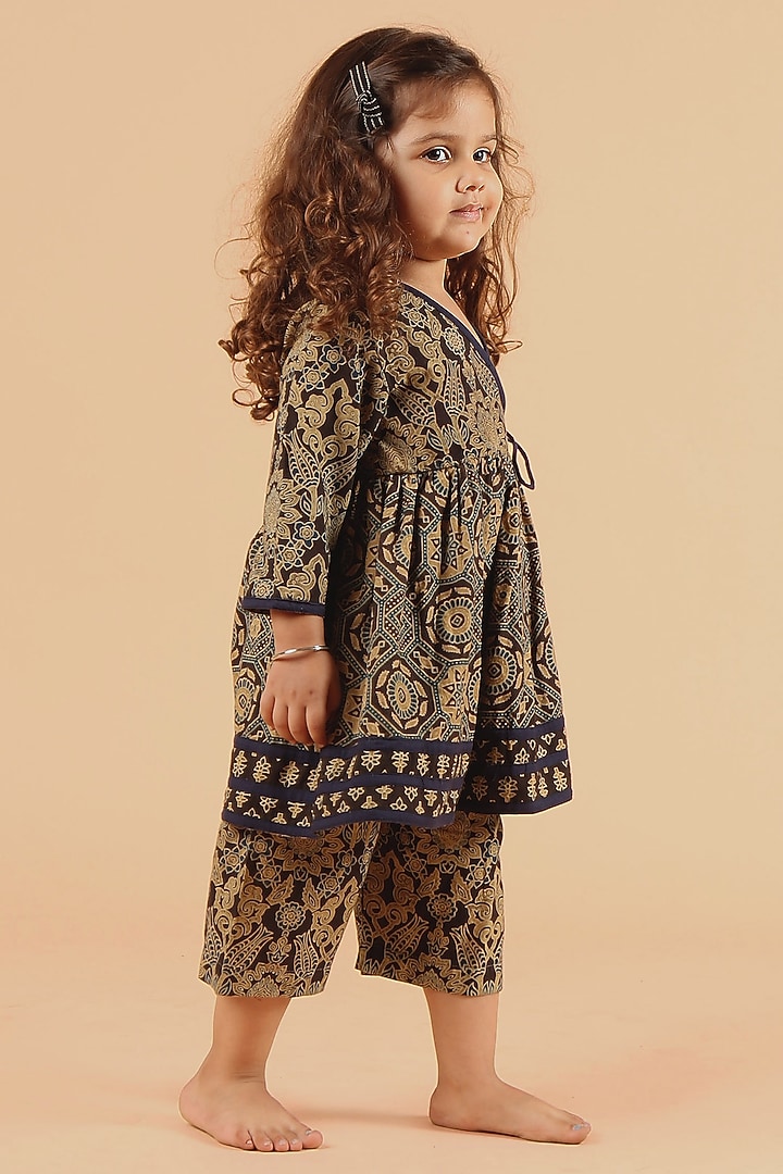 Multi-Colored Cotton Printed Kurta Set For Girls by Tjori India pvt ltd at Pernia's Pop Up Shop