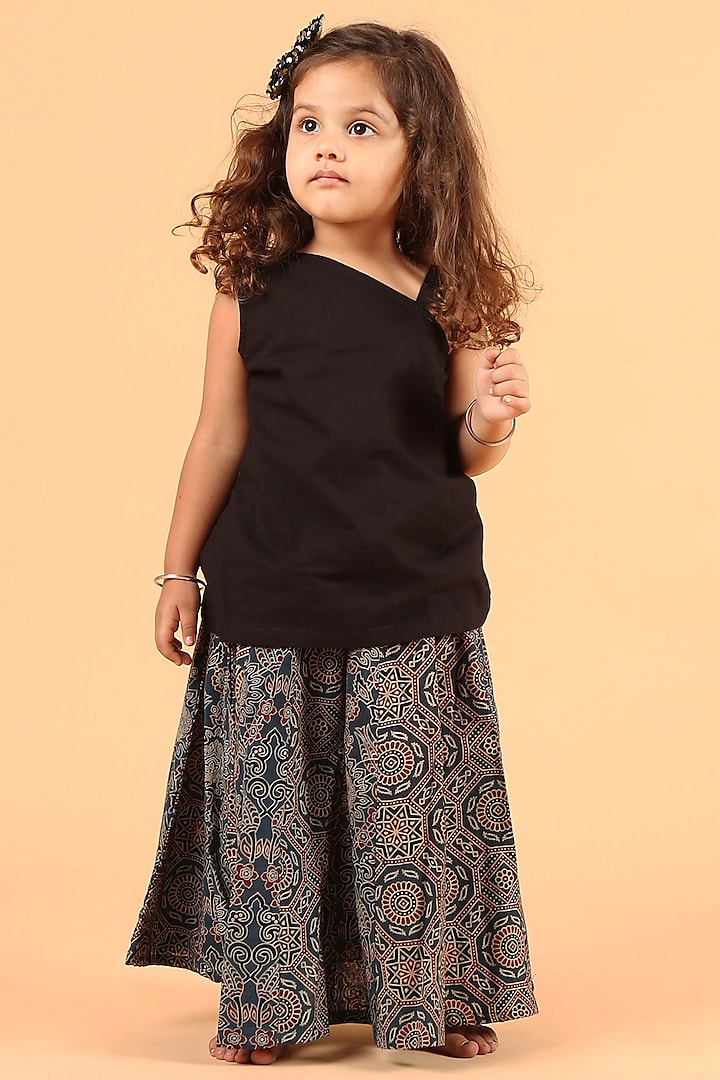 Multi-Colored Cotton Printed Skirt Set For Girls by Tjori at Pernia's Pop Up Shop