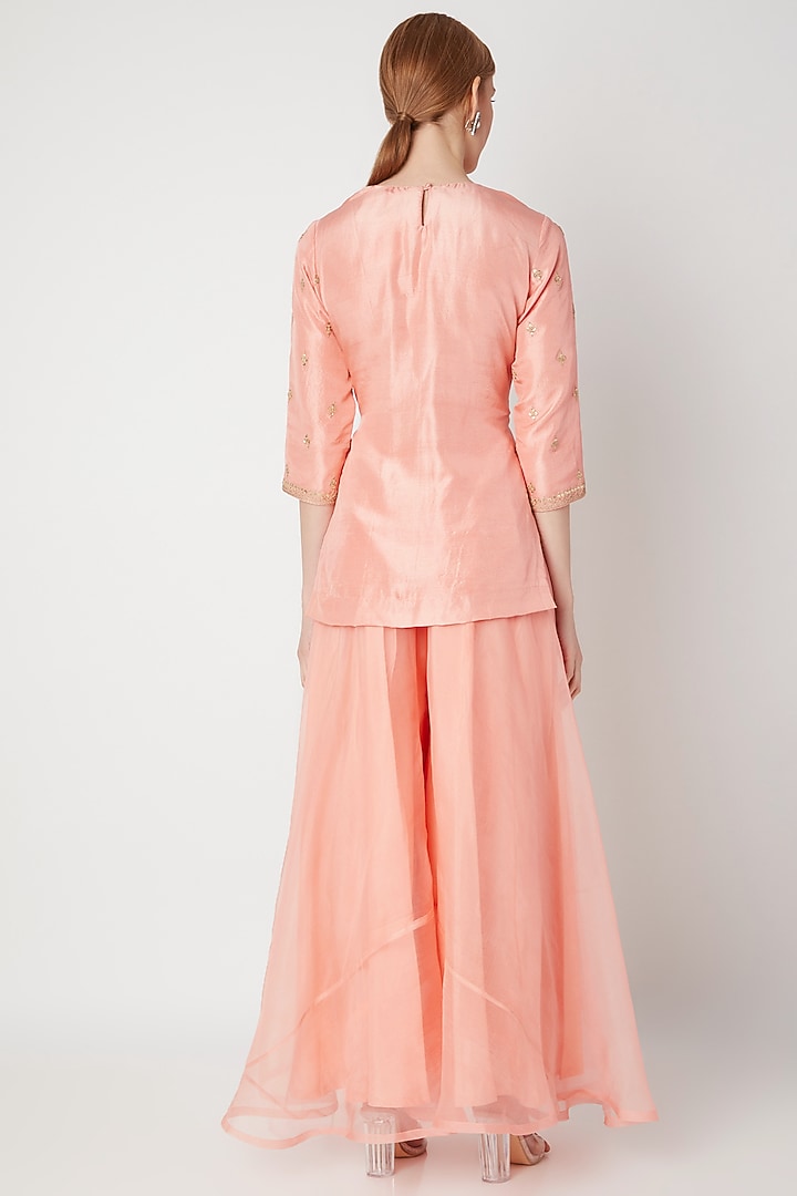 Blush Pink Zardosi Embroidered Kurta With Pants by The Jaipur Story at Pernia's Pop Up Shop