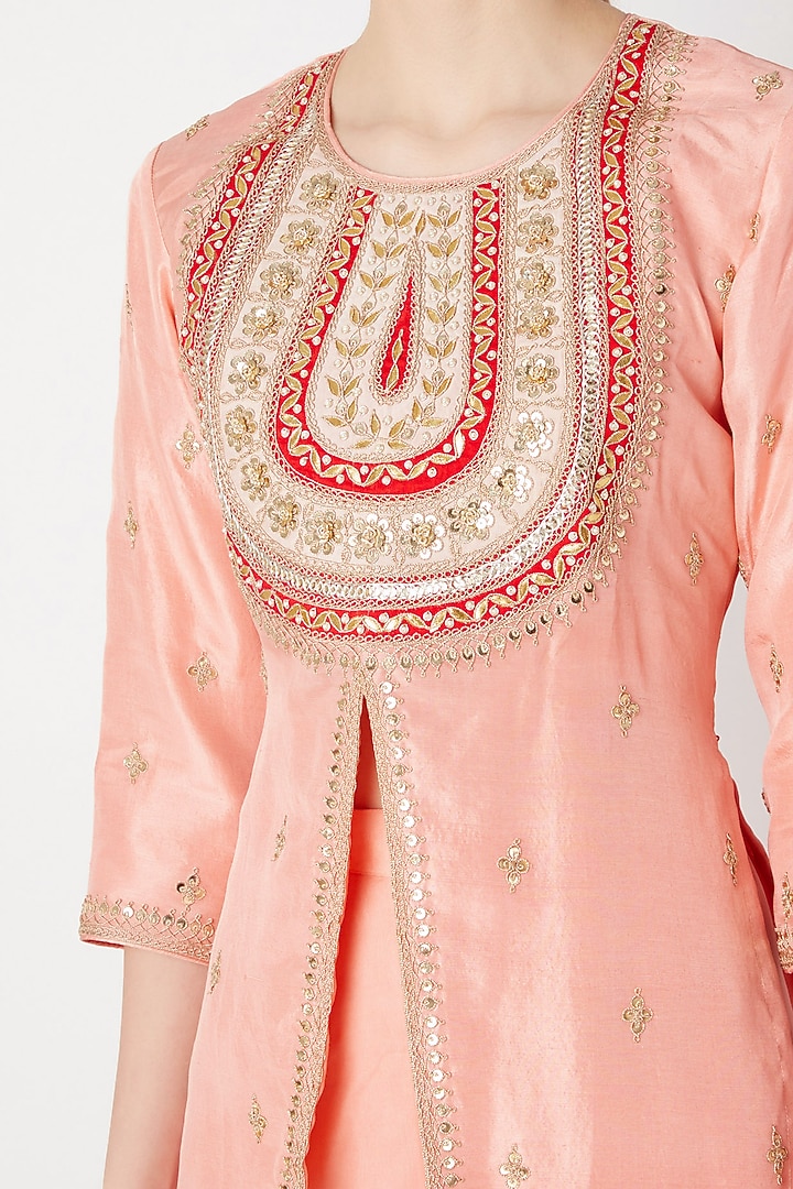 Blush Pink Zardosi Embroidered Kurta With Pants by The Jaipur Story at Pernia's Pop Up Shop