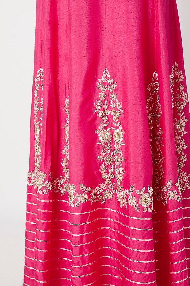 Fuchsia Embroidered Wedding Anarkali Gown With Dupatta by The Jaipur Story at Pernia's Pop Up Shop