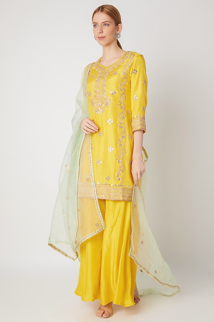 Yellow Embroidered Kurta Set by The Jaipur Story