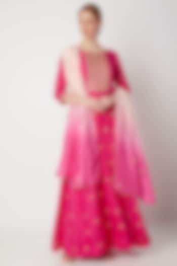 Fuchsia Embroidered Anarkali With Dupatta by The Jaipur Story