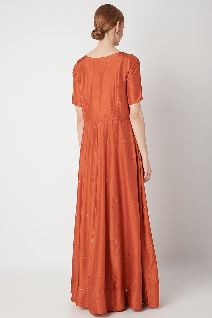 Orange Embroidered Party Wear Anarkali Gown With Dupatta by The Jaipur Story at Pernia's Pop Up Shop