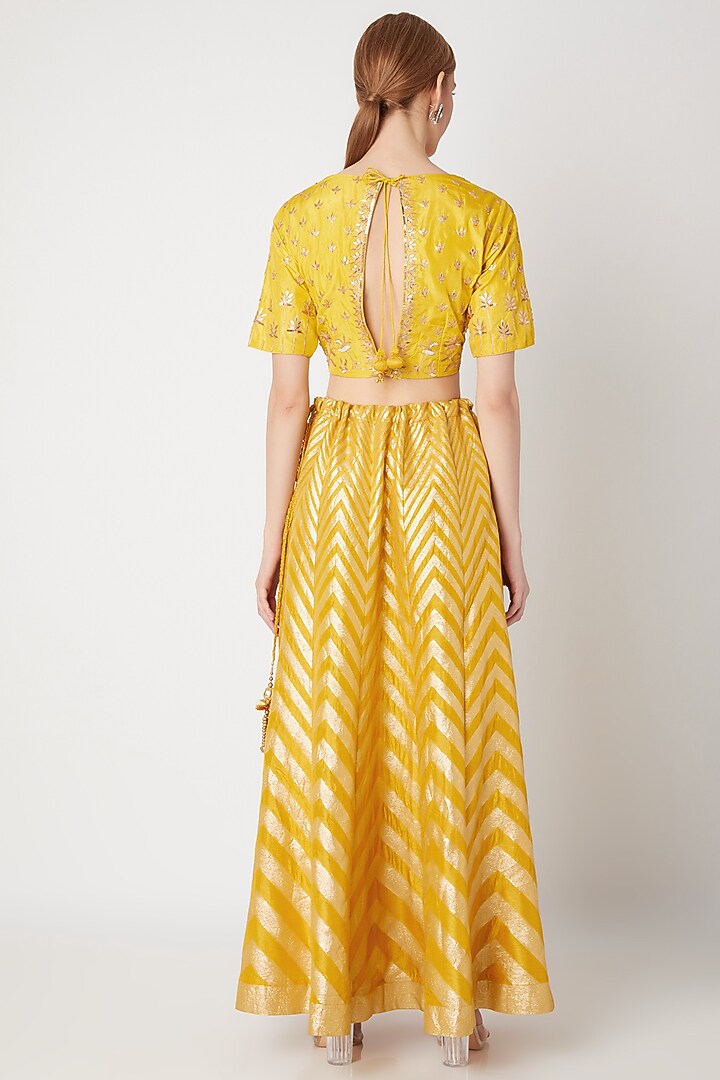 Mustard Yellow Banarasi Wedding Lehenga Set by The Jaipur Story at Pernia's Pop Up Shop