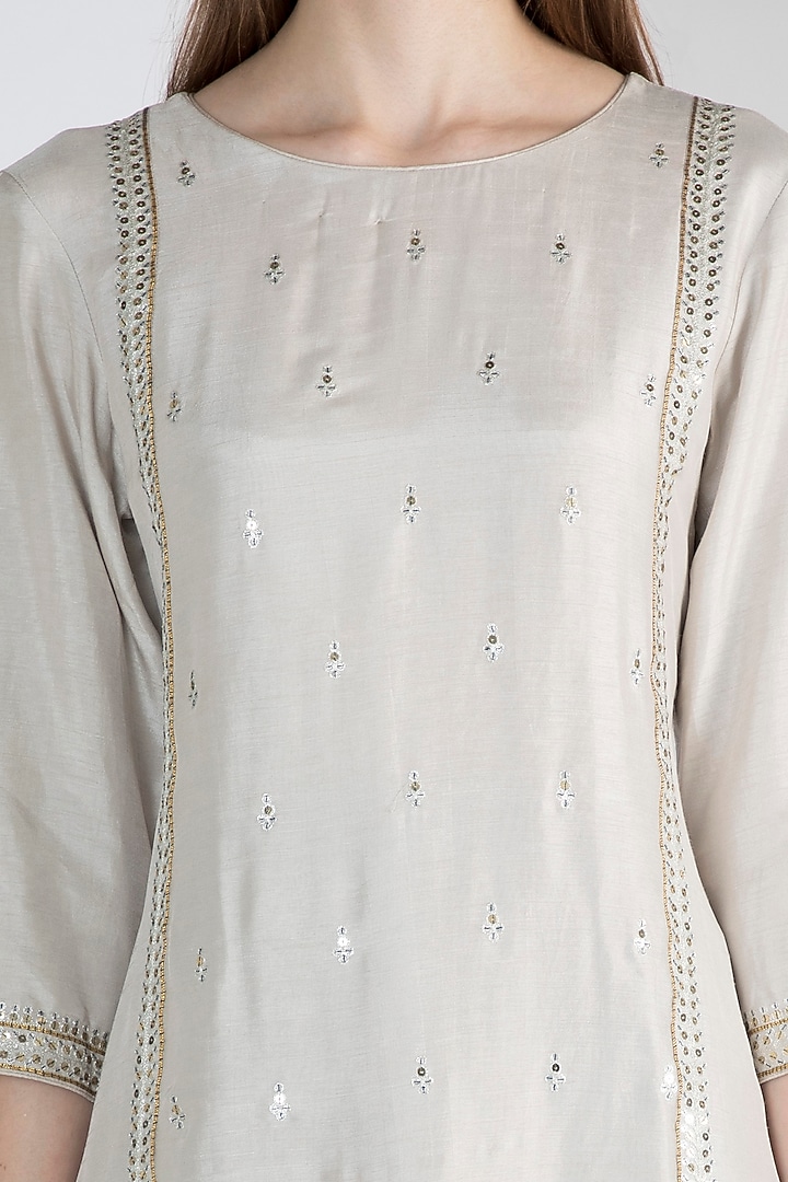 Grey Embroidered kurta & Palazzo Set