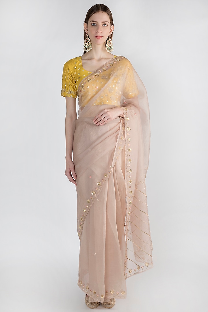Onion Pink Embroidered Saree Set by The Jaipur Story