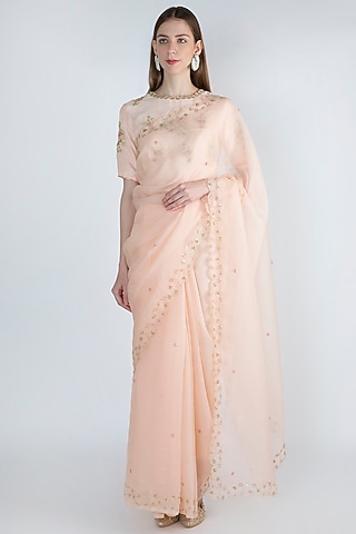 Pink Embroidered Saree Set by The Jaipur Story