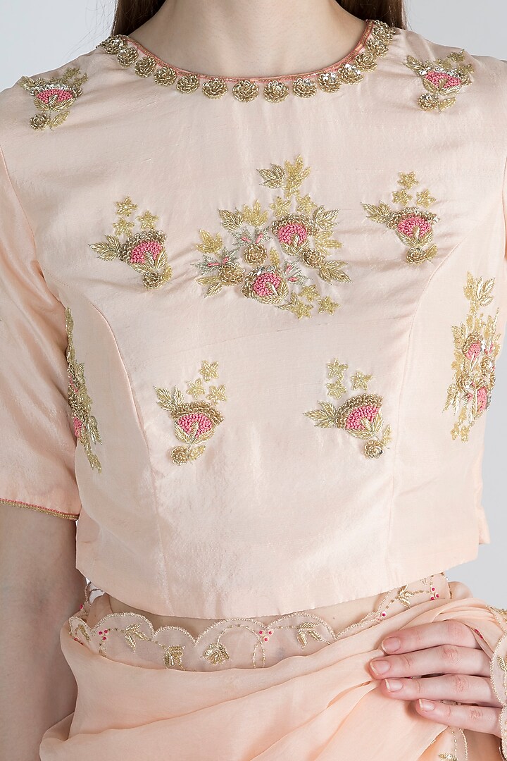 Pink Embroidered Wedding Saree Set by The Jaipur Story at Pernia's Pop Up Shop
