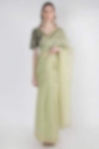 Moss Green Embroidered Saree Set by The Jaipur Story