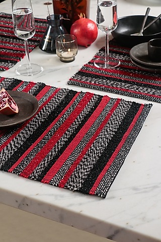 Scarlet Shimmer Table Mats (Set of 2) by The Kargha Story