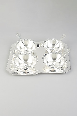 Silver Plated Guest Serving Bowl Set. (Set of 9) by The Khabiyas Trunk by KJ