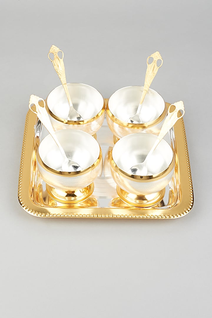 Gold & Silver Ice Cream Scoop Set (Set of 9) by The Khabiyas Trunk by KJ at Pernia's Pop Up Shop