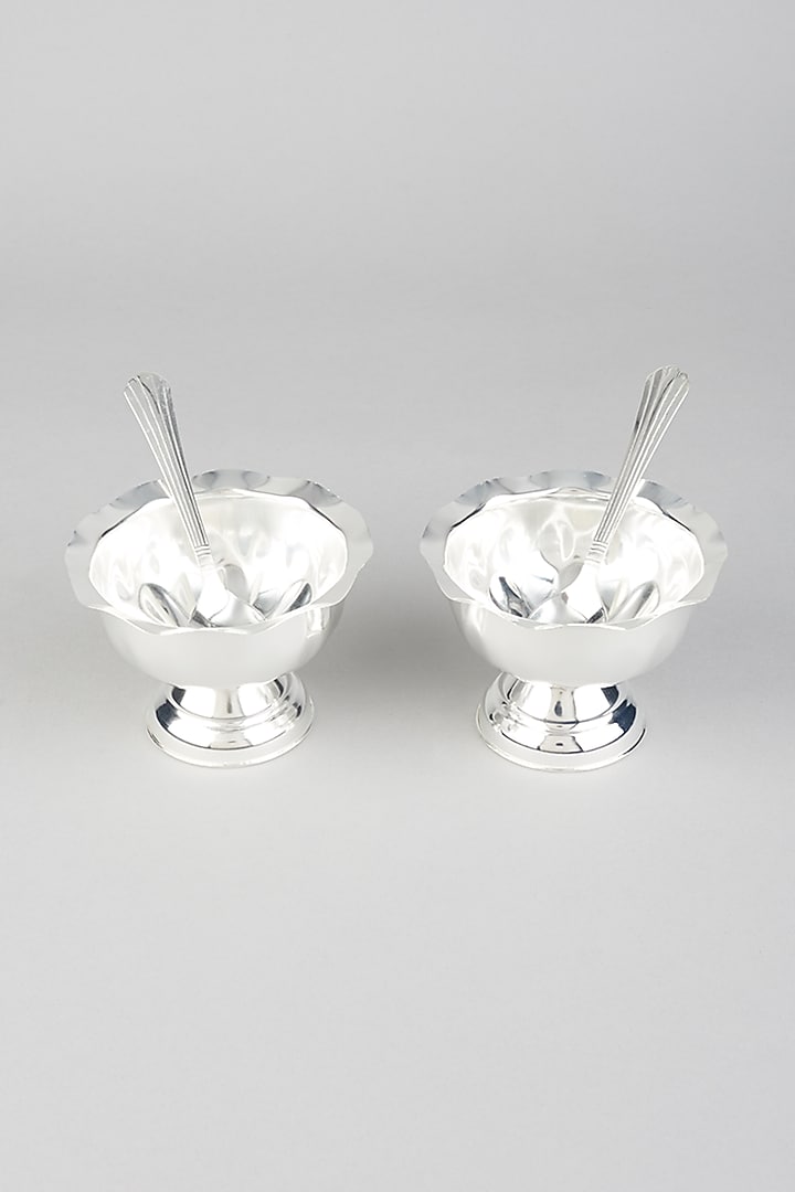 Silver Ice Cream Bowl Set (Set of 5) by The Khabiyas Trunk by KJ at Pernia's Pop Up Shop