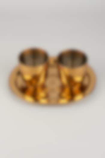 Rose Gold Glasses & Tray (Set of 3) by The Khabiyas Trunk by KJ at Pernia's Pop Up Shop