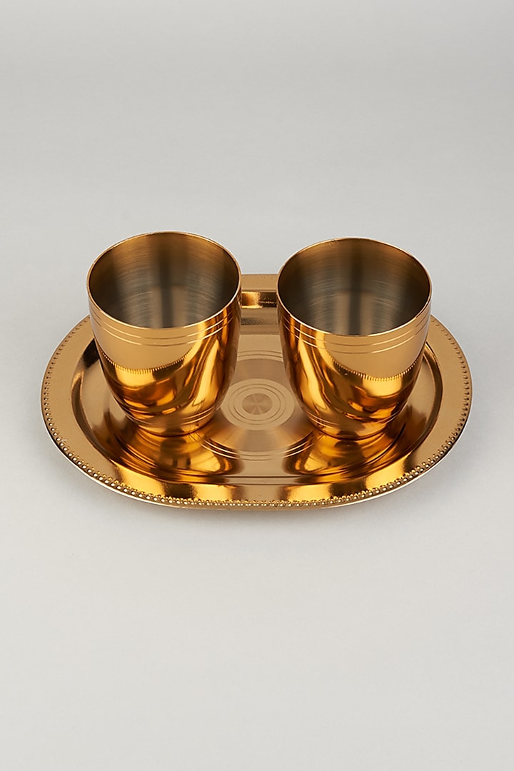 Rose Gold Glasses & Tray (Set of 3) by The Khabiyas Trunk by KJ