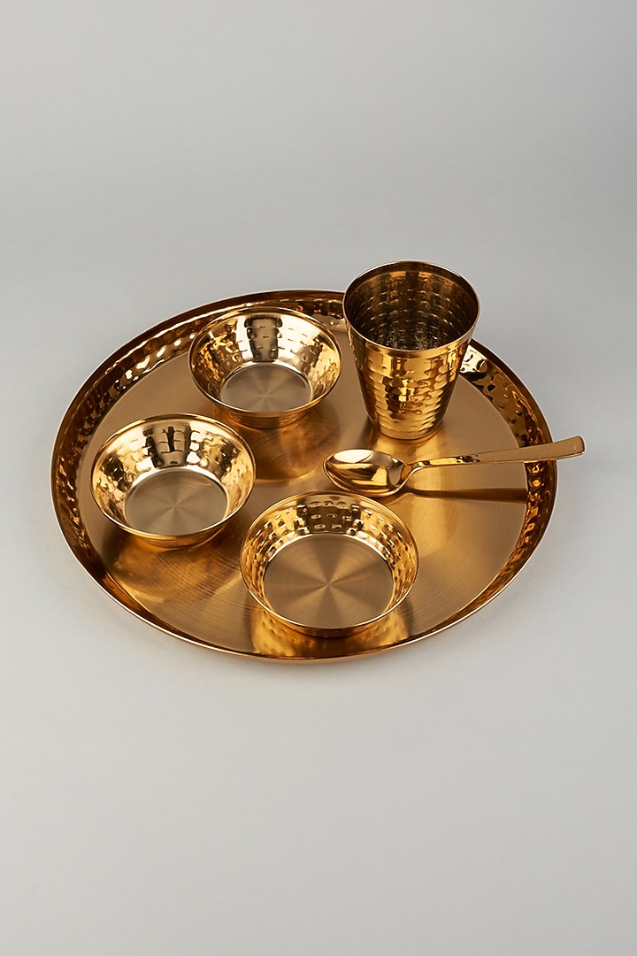Gold Kansa Dinner Serving Set by The Khabiyas Trunk by KJ at Pernia's Pop Up Shop