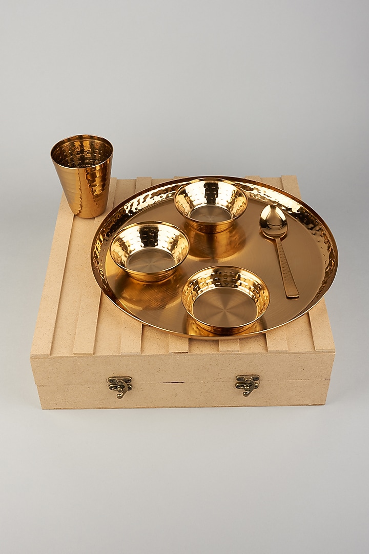 Gold Kansa Dinner Serving Set by The Khabiyas Trunk by KJ at Pernia's Pop Up Shop