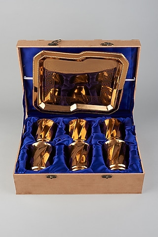 German Silver Glasses & Tray (Set of 7) by The Khabiyas Trunk by KJ