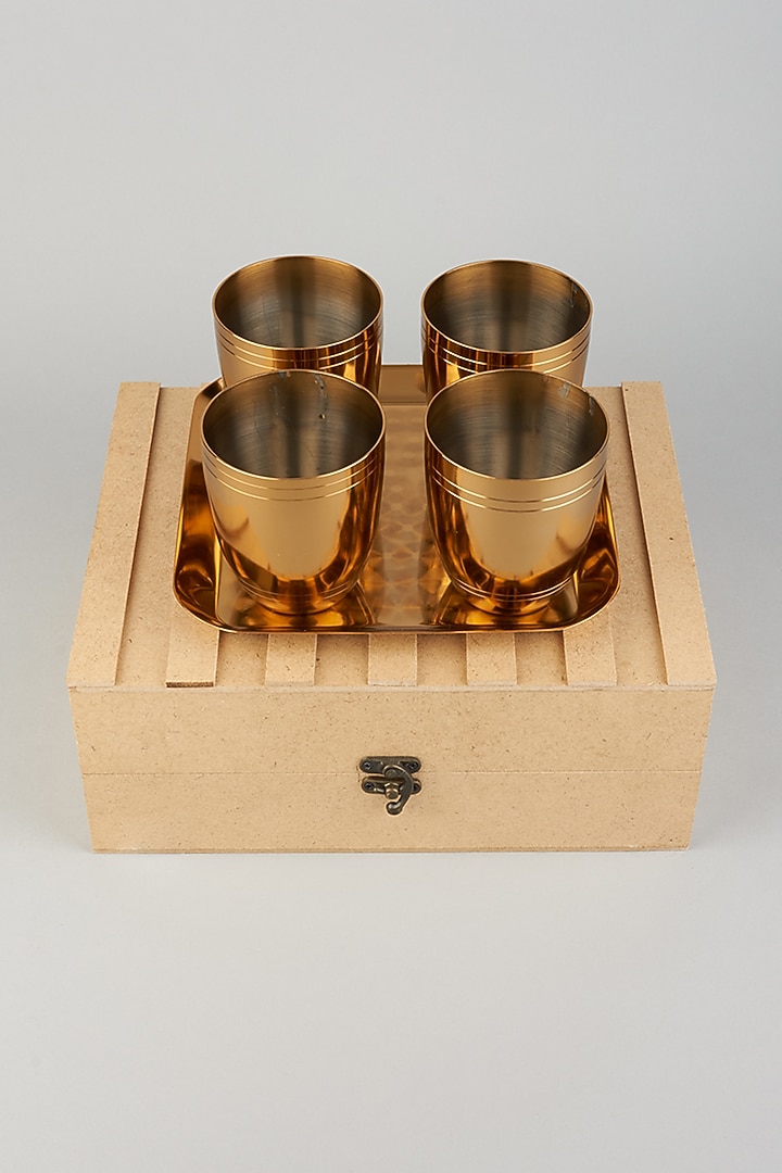 German Silver Glass & Tray (Set of 5) by The Khabiyas Trunk by KJ at Pernia's Pop Up Shop