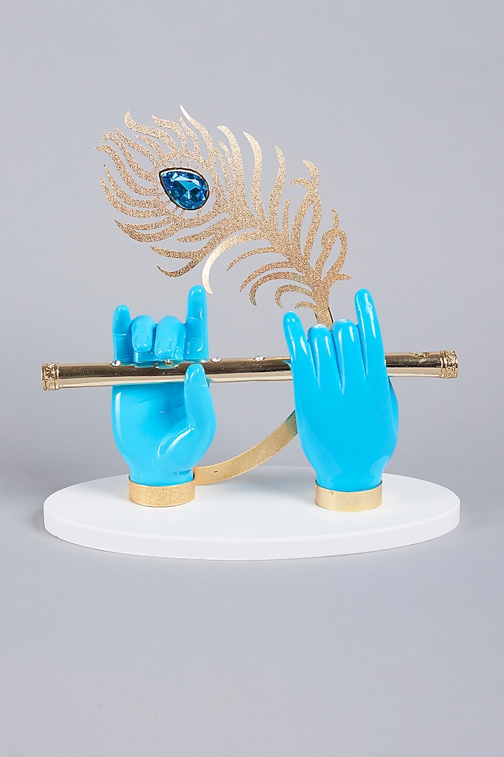 Blue & Gold German Silver Lord Krishna Idol by The Khabiyas Trunk by KJ at Pernia's Pop Up Shop