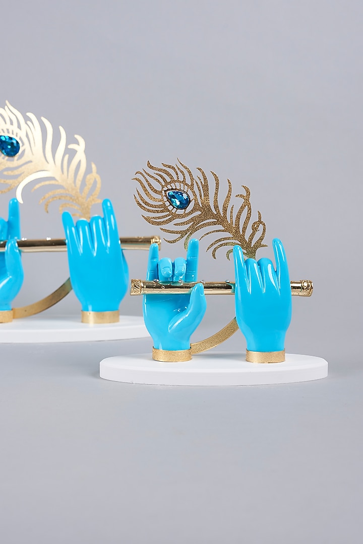 Blue & Gold German Silver Lord Krishna Idol by The Khabiyas Trunk by KJ at Pernia's Pop Up Shop