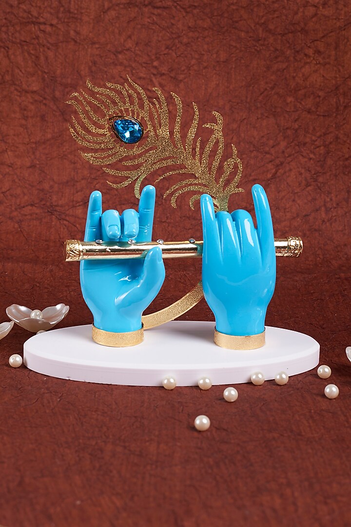 Blue & Gold German Silver Lord Krishna Idol by The Khabiyas Trunk by KJ
