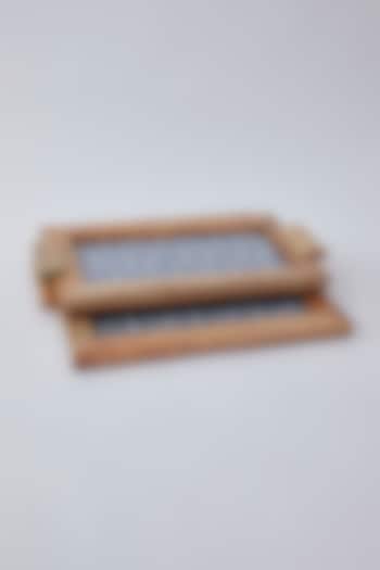 Brown Wooden Printed Tray Set by The Khabiyas Trunk by KJ at Pernia's Pop Up Shop