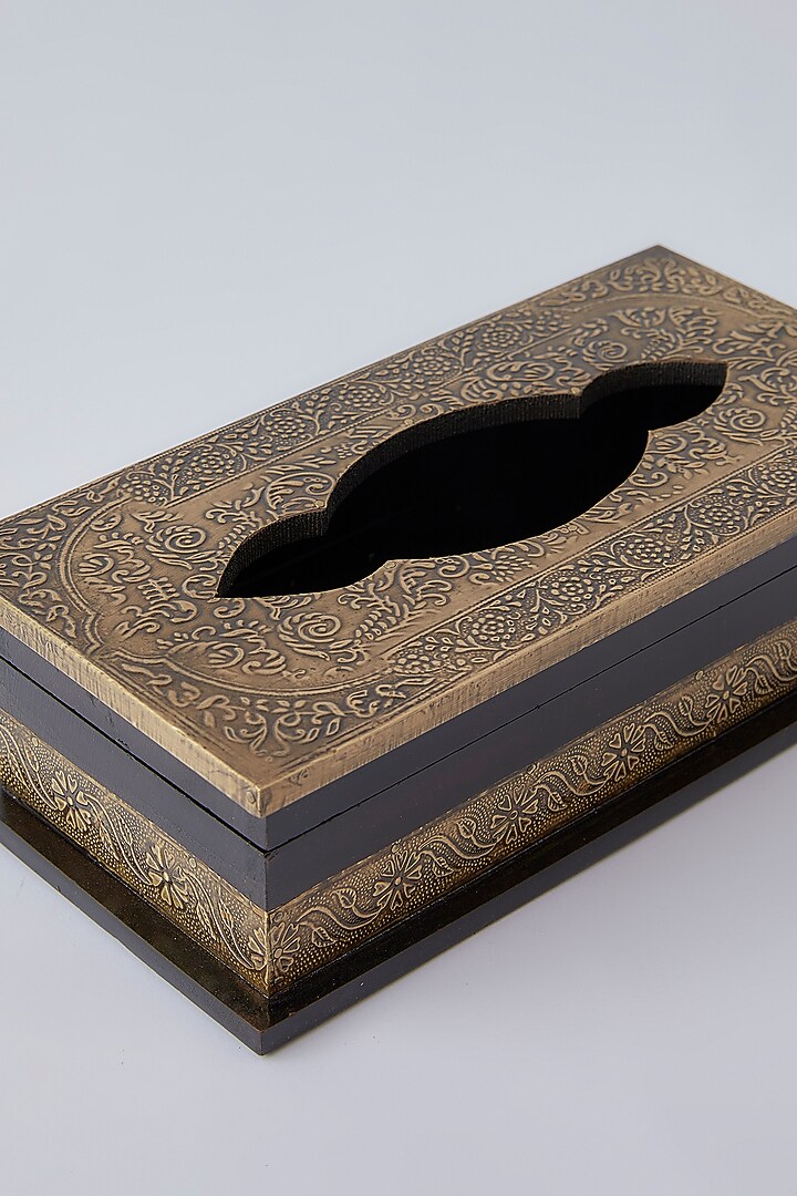 Gold Wooden Tissue Box by The Khabiyas Trunk by KJ at Pernia's Pop Up Shop