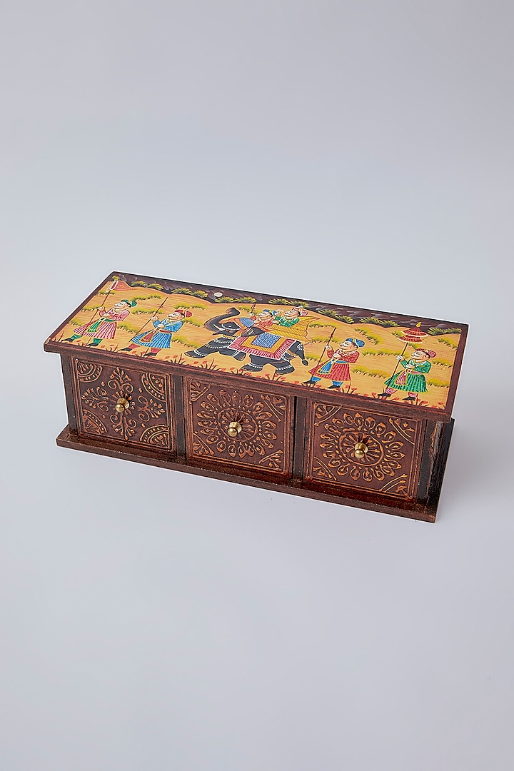 Brown Wooden Drawer Set with Cabinet by The Khabiyas Trunk by KJ