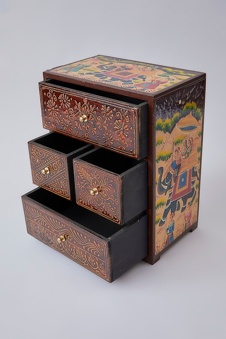 Brown Wooden Drawer Set With Cabinet by The Khabiyas Trunk by KJ at Pernia's Pop Up Shop