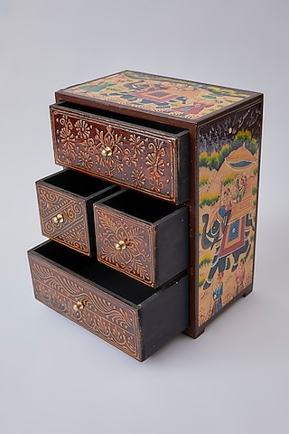 Brown Wooden Drawer Set With Cabinet by The Khabiyas Trunk by KJ