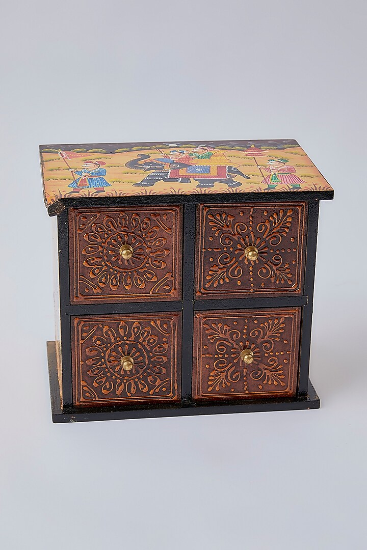 Brown Wooden Drawer Set With Cabinet by The Khabiyas Trunk by KJ at Pernia's Pop Up Shop