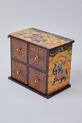 Brown Wooden Drawer Set With Cabinet by The Khabiyas Trunk by KJ