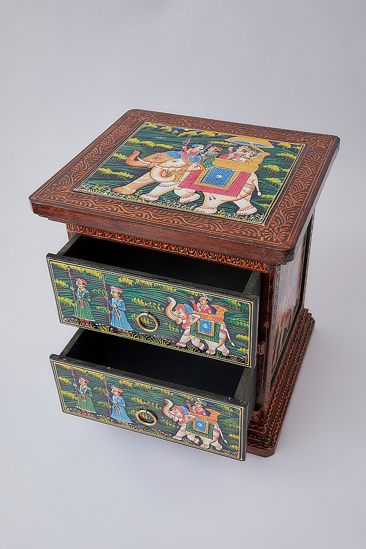 Brown Wooden Drawer Set With Cabinet by The Khabiyas Trunk by KJ at Pernia's Pop Up Shop