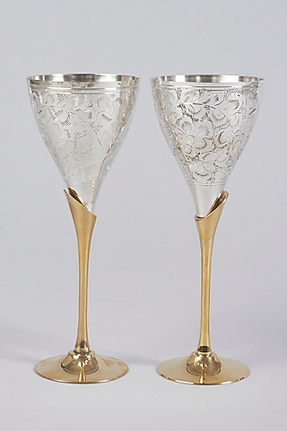 White German Silver Wine Glasses (Set of 2) by The Khabiyas Trunk by KJ