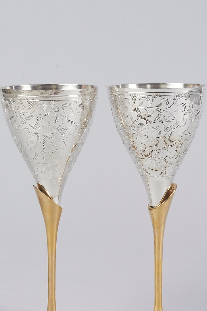 White German Silver Wine Glasses (Set of 2) by The Khabiyas Trunk by KJ at Pernia's Pop Up Shop